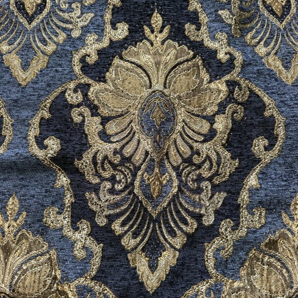 (2) Five Queens Court Woodstock Blue Gold Damask King Sham Pillowcases 35.5” - Picture 4 of 15